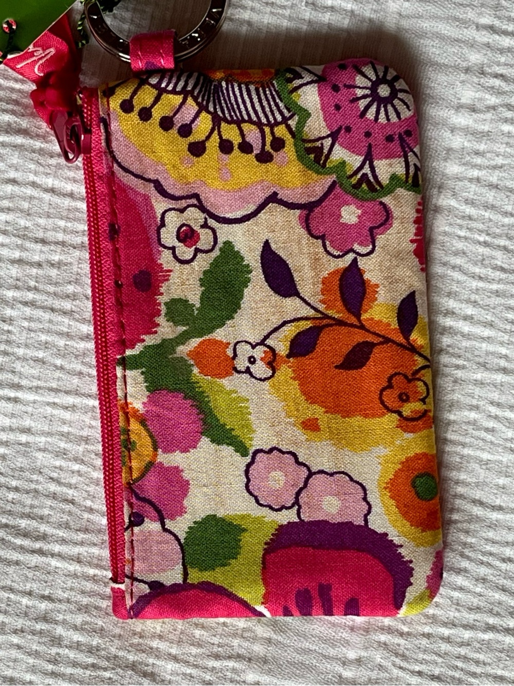 NWT Vera Bradley keychain zip ID case 0023 pink orange wallet clementine - Picture 7 of 9